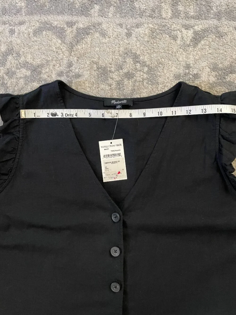 NWT Madewell Ruffle Sleeve Boxy Cropped V-neck Button Top - 22/2X - Picture 3 of 5